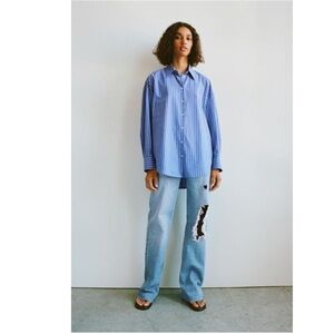 Zara Distressed Wide Leg Jeans-size 2